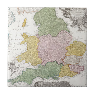 A Map of England   1760 Tile