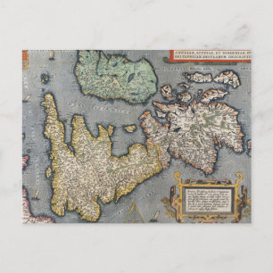 A Map of Great Britain   1587 Postcard