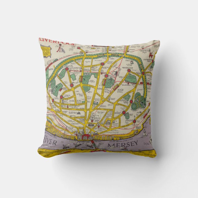 A Map of Merseyside, Liverpool Cushion (Front)