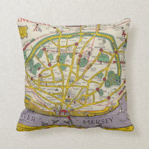 A Map of Merseyside, Liverpool Cushion