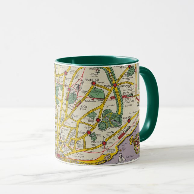 A Map of Merseyside, Liverpool Mug (Front Right)