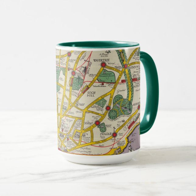 A Map of Merseyside, Liverpool Mug (Front Right)