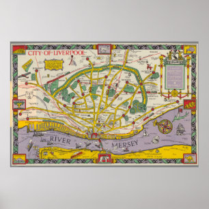 A Map of Merseyside, Liverpool Poster