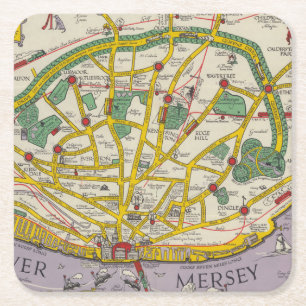A Map of Merseyside, Liverpool Square Paper Coaster