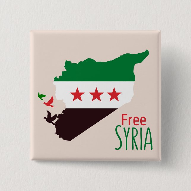 A map of Syria featuring the Revolution Flag 15 Cm Square Badge (Front)