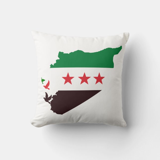 A map of Syria featuring the Revolution Flag Cushion (Front)