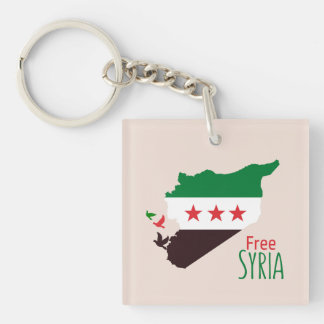A map of Syria featuring the Revolution Flag Key Ring