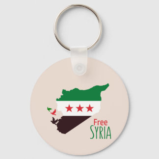 A map of Syria featuring the Revolution Flag Key Ring