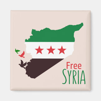 A map of Syria featuring the Revolution Flag Magnet