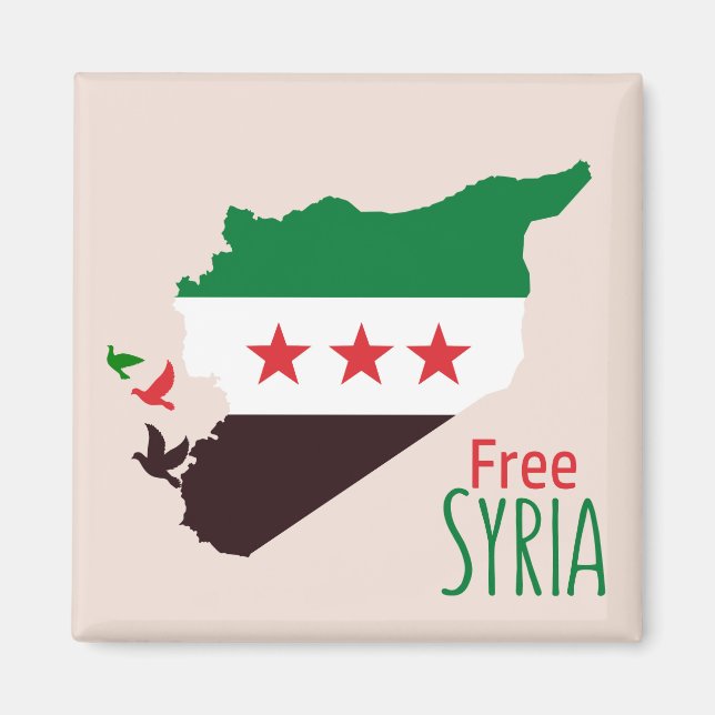 A map of Syria featuring the Revolution Flag Magnet (Front)