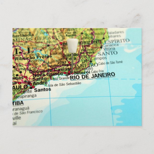 A map of the Brazilian city of Rio de Janeiro Postcard (Front)