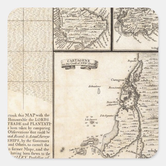 A Map of the British Empire in America Sheet 20 Square Sticker (Front)