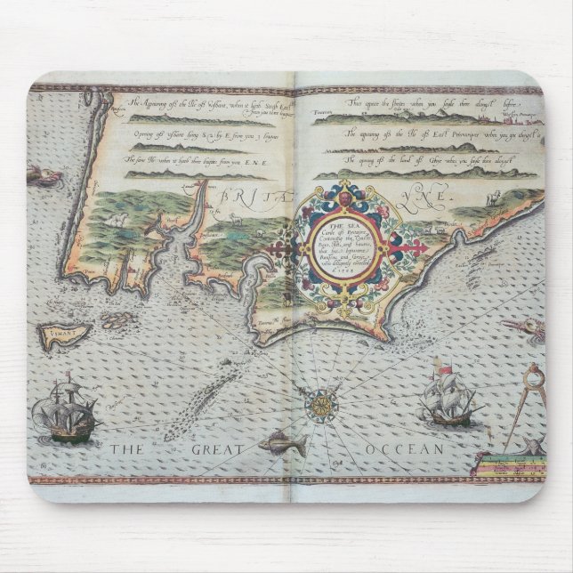 A Map of the coastline of Brittany, 1588 Mouse Mat (Front)