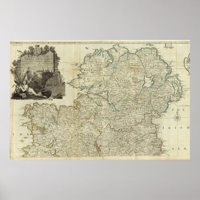 A map of the Kingdom of Ireland Northern section Poster (Front)