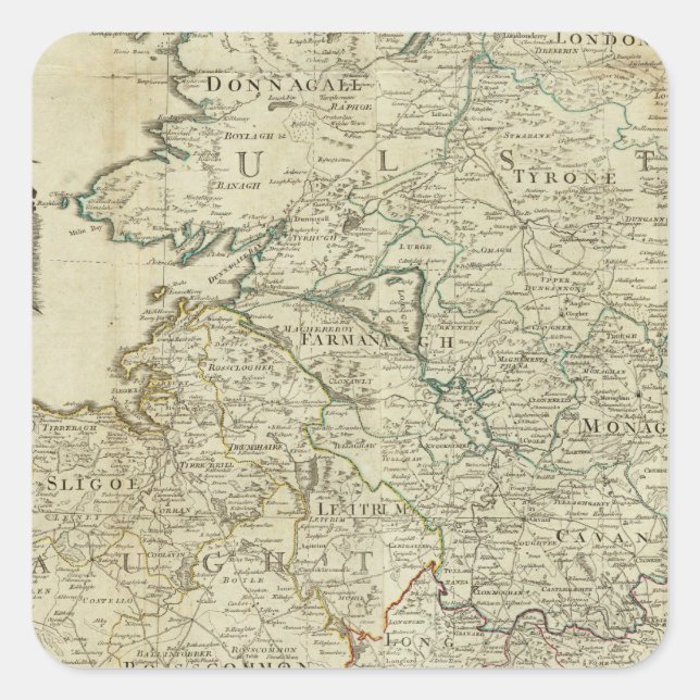 A map of the Kingdom of Ireland Northern section Square Sticker (Front)