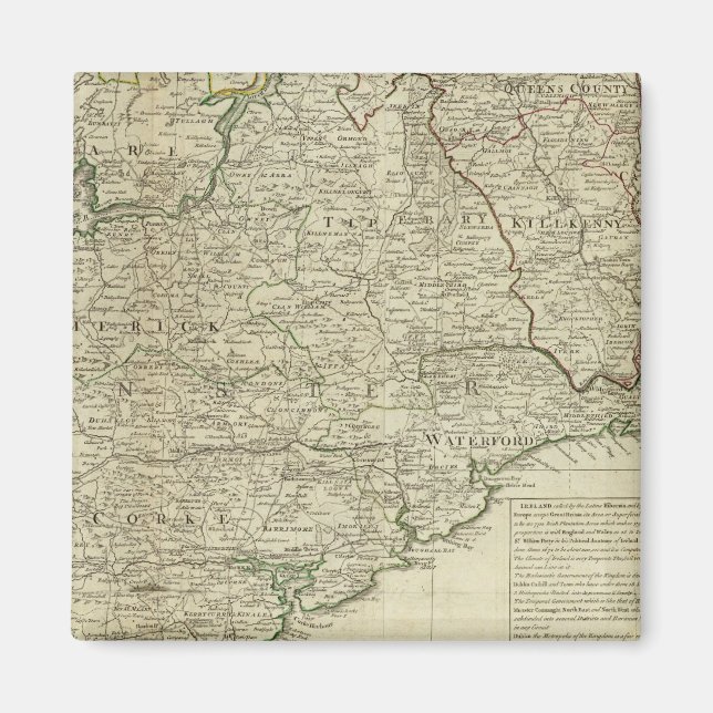 A map of the Kingdom of Ireland Southern section Magnet (Front)