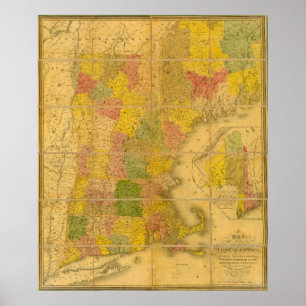 A Map of the New England States Poster