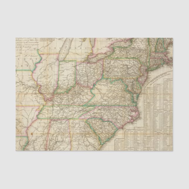 A Map Of The Roads, Canals And Steam Boat Tissue Paper (Front)