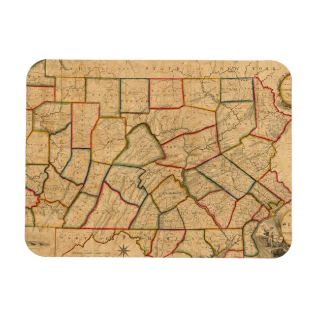 A Map Of The State Of Pennsylvania Magnet (Horizontal)