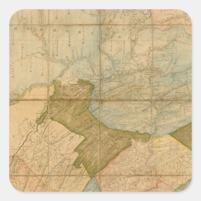 A Map of The State of Pennsylvania Square Sticker (Front)