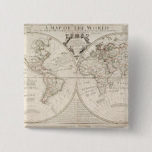A Map of the World 15 Cm Square Badge