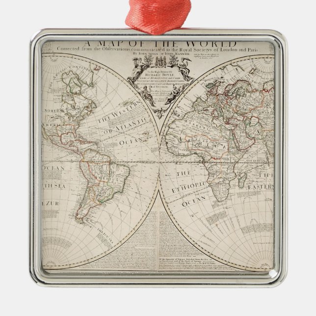 A Map of the World Metal Tree Decoration (Front)