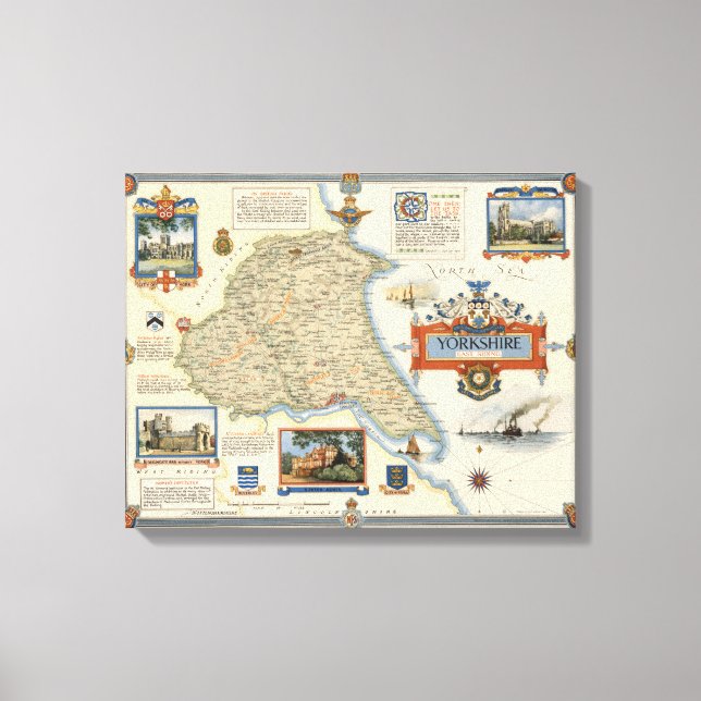 A Map of Yorkshire: East Riding Canvas Print (Front)