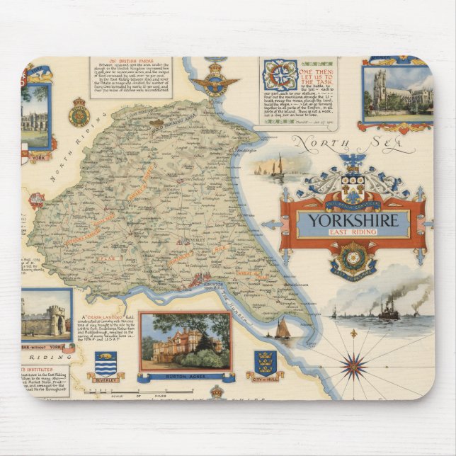 A Map of Yorkshire: East Riding Mouse Mat (Front)