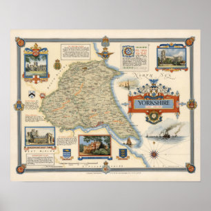A Map of Yorkshire: East Riding Poster