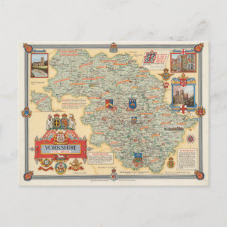 A Map of Yorkshire: West Riding Postcard