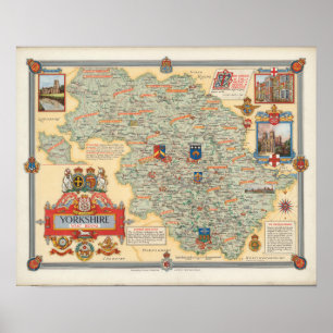 A Map of Yorkshire: West Riding Poster