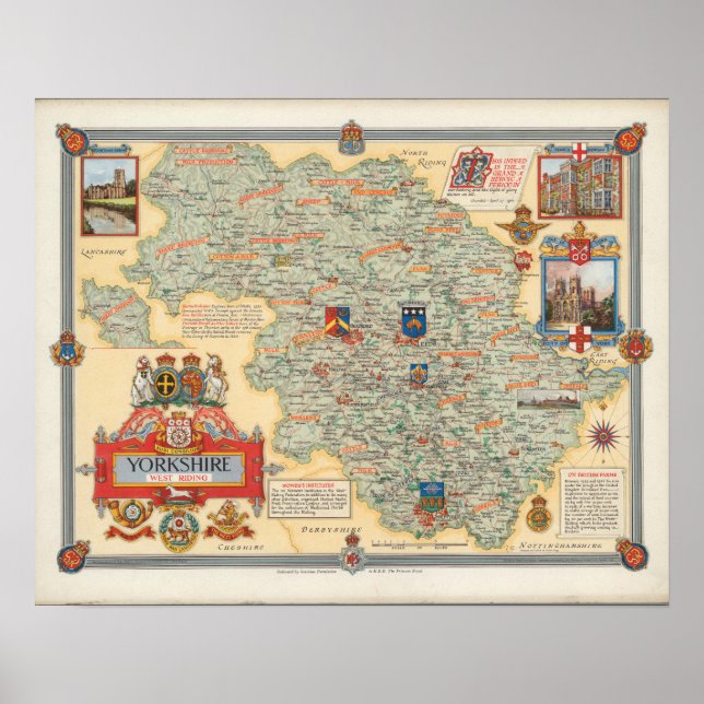 A Map of Yorkshire: West Riding Poster (Front)