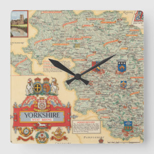 A Map of Yorkshire: West Riding Square Wall Clock