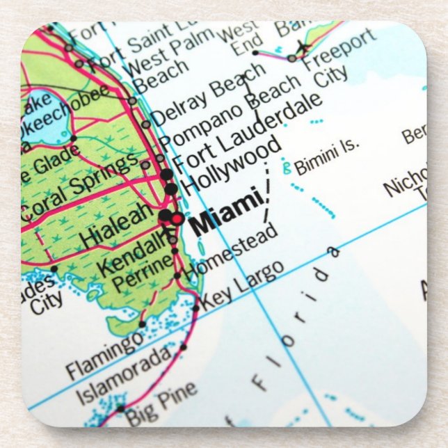 A map showing the American city of Miami Coaster (Front)