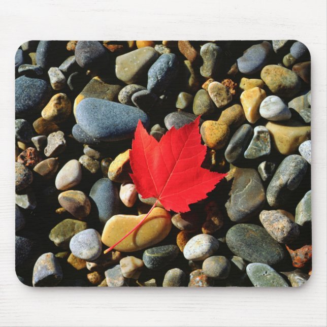 A Maple leaf on a Rock Background Mouse Mat (Front)
