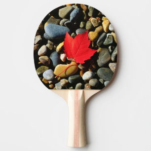 A Maple leaf on a Rock Background Ping Pong Paddle
