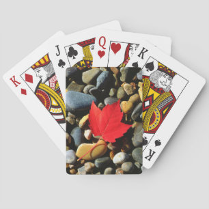 A Maple leaf on a Rock Background Playing Cards