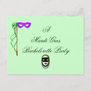 "A Mardi Gras Bachelorette Party" Invitation Postcard