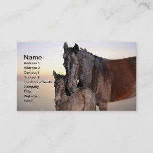 A mare and her baby foal business card