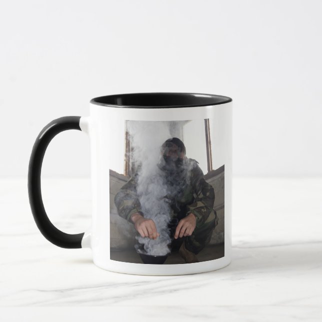 A marine fills the gas chamber with more CS gas Mug (Left)