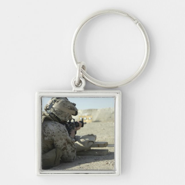 A Marine fires a M16A2 service rifle Key Ring (Front)