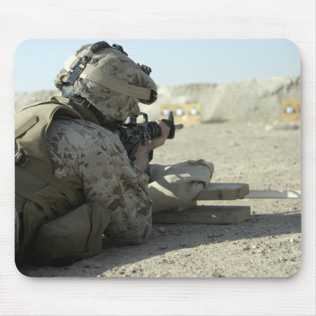 A Marine fires a M16A2 service rifle Mouse Mat (Front)