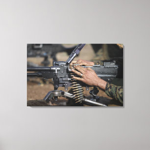 A Marine loads a M-240G machine gun Canvas Print