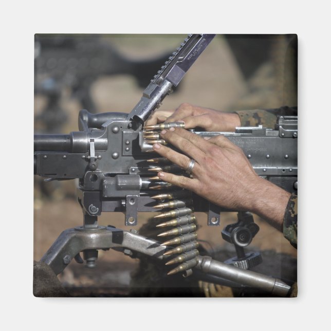 A Marine loads a M-240G machine gun Magnet (Front)