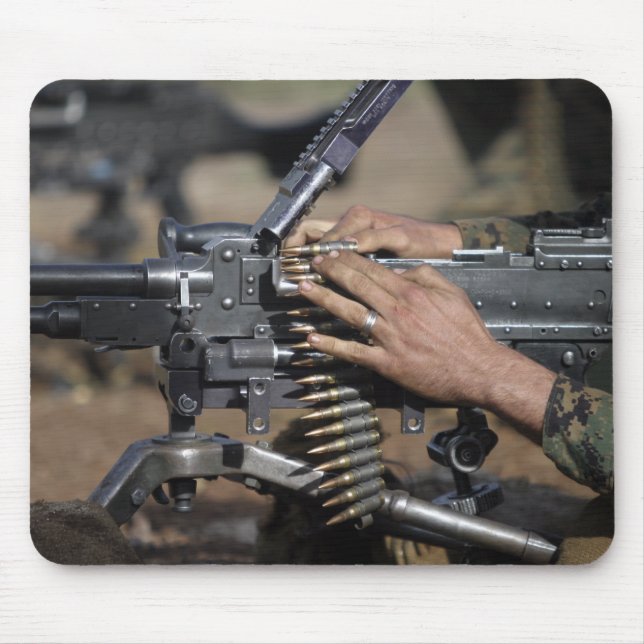 A Marine loads a M-240G machine gun Mouse Mat (Front)