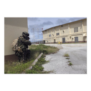 A Marine posts security Photo Print