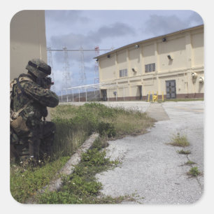 A Marine posts security Square Sticker