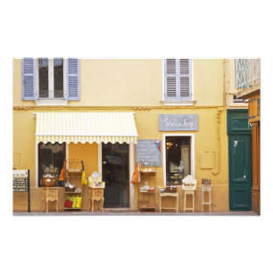 A market street in the old town with a shop photo print