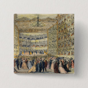 A Masked Ball at the Fenice Theatre, Venice, 19th 15 Cm Square Badge