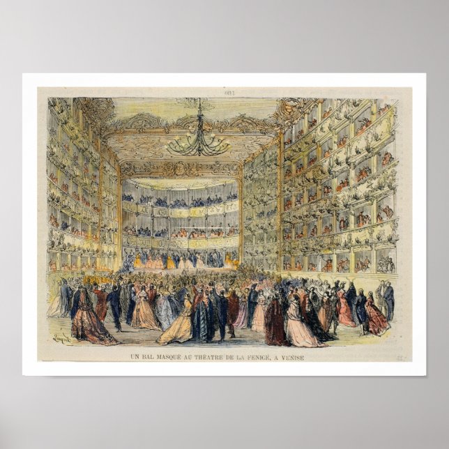 A Masked Ball at the Fenice Theatre, Venice, 19th Poster (Front)